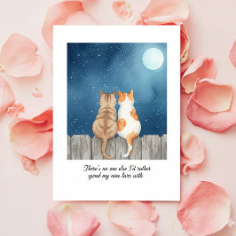 Sött Romantiskt Katt Valentine-kort för Äkta Kärle Julkort