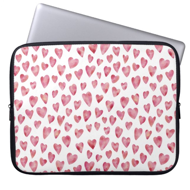 Sött Rosa Akvarell Kärlek Hjärtmönster Laptop Fodral (Framsidan)