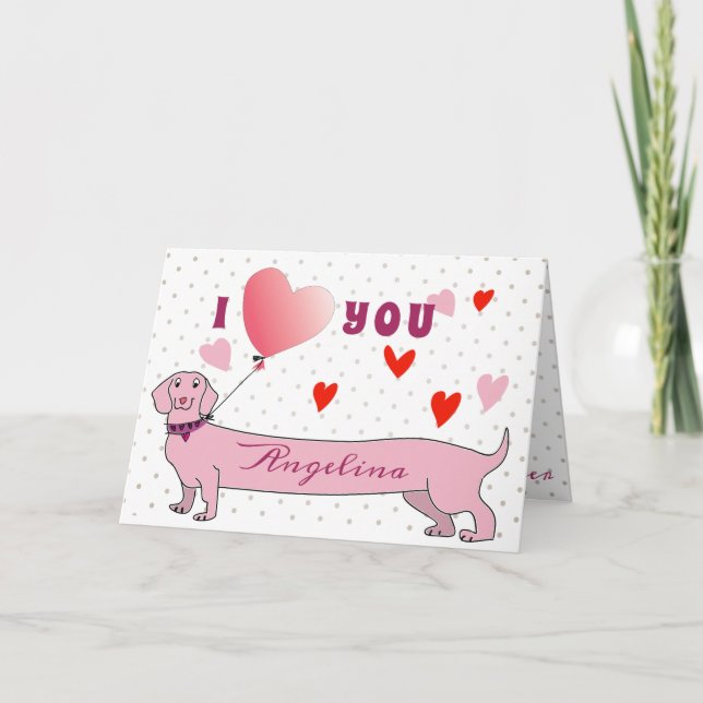 Sött Rosa Alla Hjärtans Dag Helgkort (Framsida)