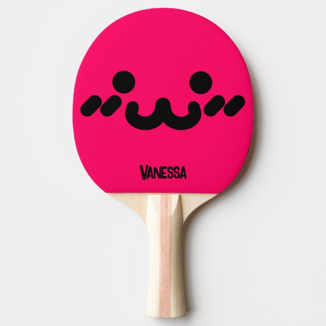 Sött Rosa Ansikte med Namn Pingisracket (Framsidan)