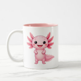Sött Rosa Axolotl Kawaii Djur Två-Tonad Mugg