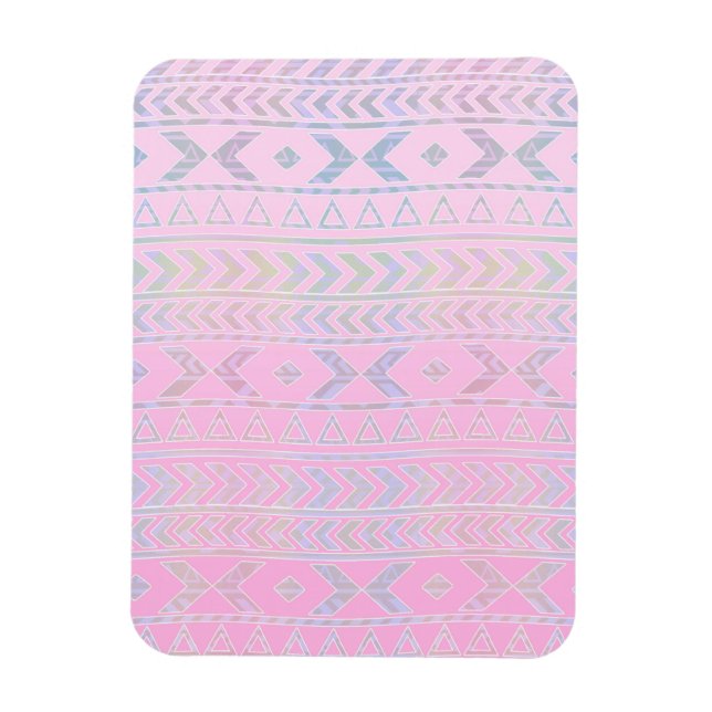 Sött rosa Aztekinspirerat konstmönster Magnet (Vertikal)