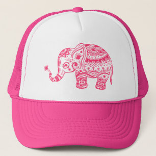 Sött Rosa Blommig Elefant Keps
