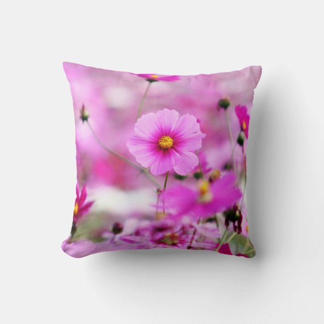 Sött Rosa Blommor Kastkudde Kudde (Framsida)