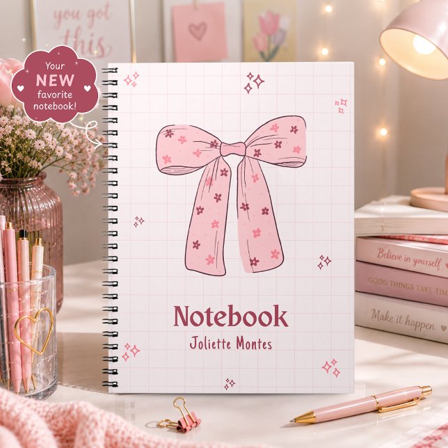 Sött Rosa Coquette Bow Anteckningsbok (Cute-Pink-Coquette-Bow-Notebook)