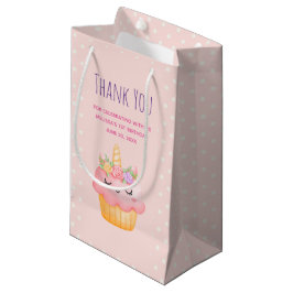 Sött Rosa Cupcake Enhörning med Rosor Tack