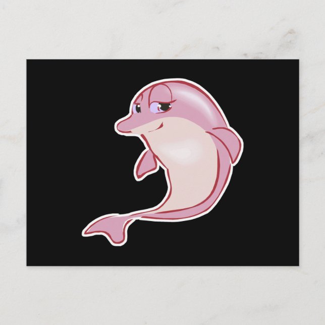 sött rosa delfin vykort (Framsida)