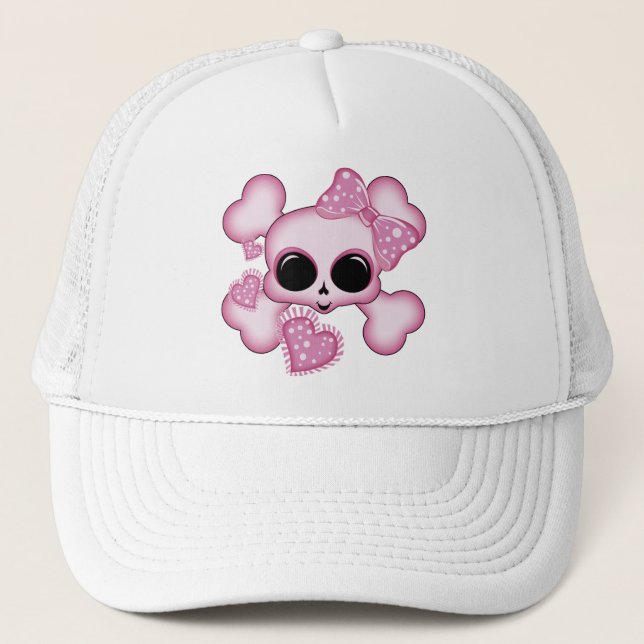 Sött rosa dödskalle keps (Framsida)