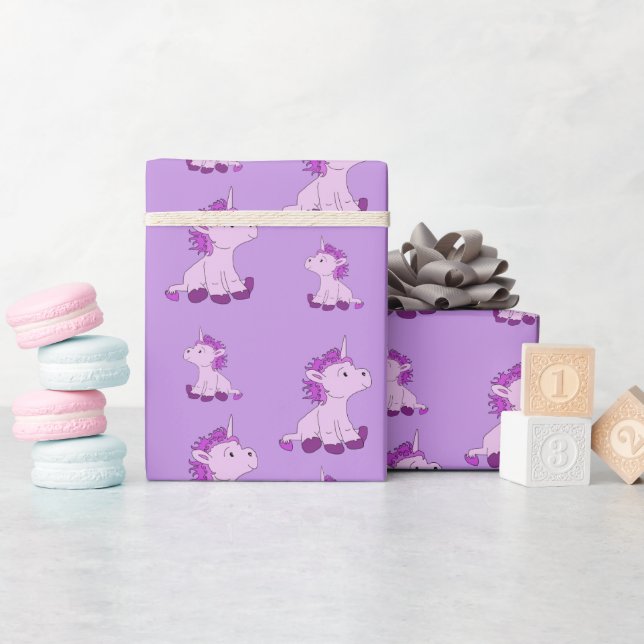 Sött Rosa Enhörning Ritningsmönster Tjejig  Presentpapper (Baby Shower)