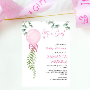 sött Rosa eukalyptus Ballong Det är Flicka Bebis B Inbjudningar