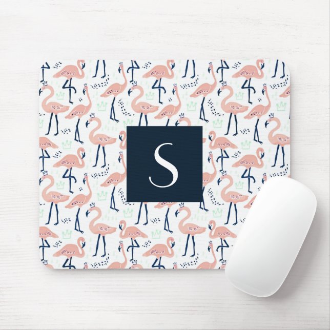 Sött Rosa Flamingo Monogram Musmatta (Med mus)