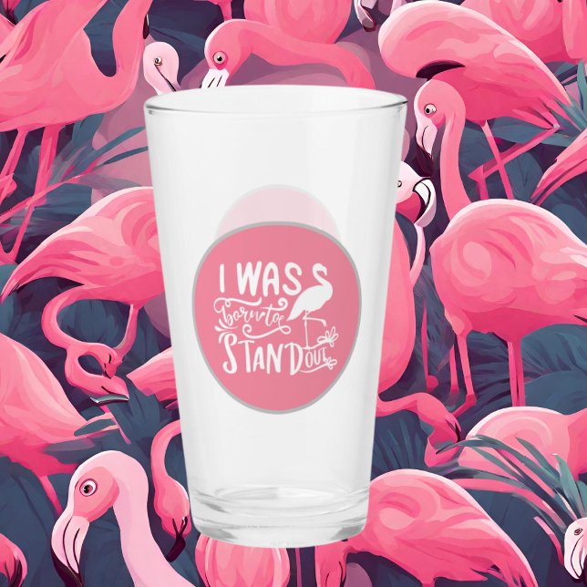 Sött rosa flamingo ord art Glass Glaskopp (Skapare uppladdad)