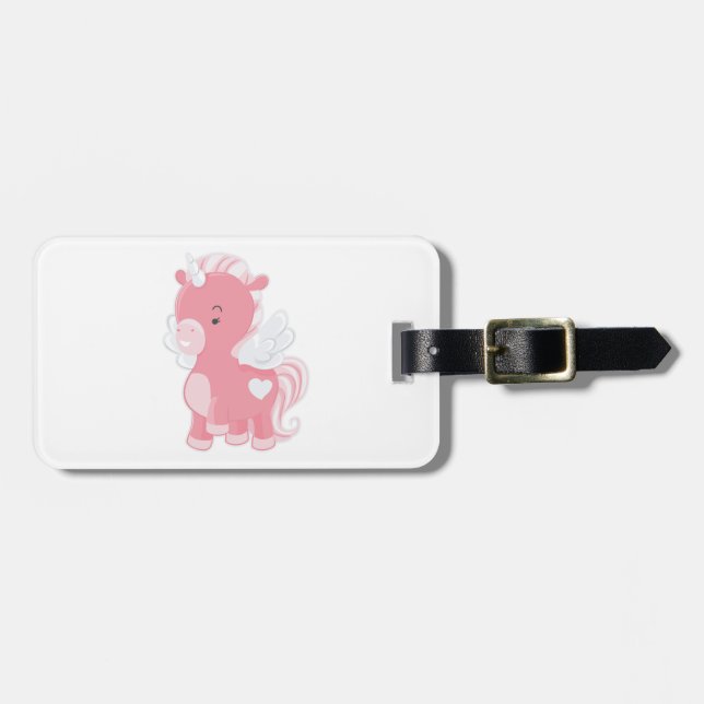 Sött Rosa Flygande Enhörning Pegacorn Bagagebricka (Horisontell Framsida)
