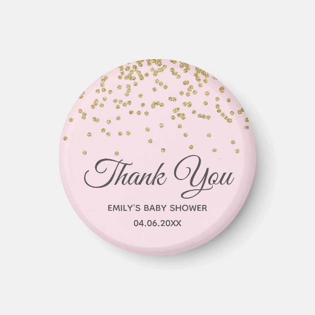 Sött  Rosa Guld Glitter Tack Baby Shower Magnet (Framsidan)