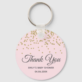 Sött Rosa Guld Glitter Tack Baby Shower Nyckelring