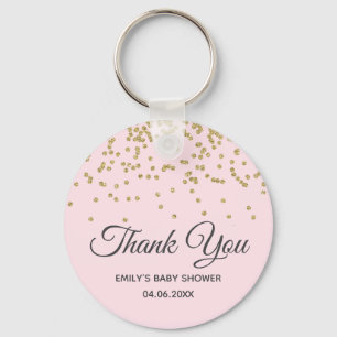 Sött Rosa Guld Glitter Tack Baby Shower Nyckelring