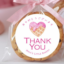 Sött Rosa Hjärt Waffle Tack Runt Klistermärke