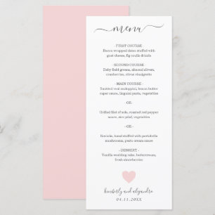 Sött Rosa Hjärtbröllop Meny