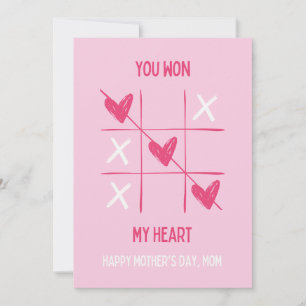 Sött Rosa Hjärtspel Mors Dag Gratulationskort Kort