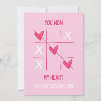 Sött Rosa Hjärtspel Mors Dag Gratulationskort Kort