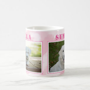 Sött Rosa Hund Djur 2 Foto Collage Kaffemugg