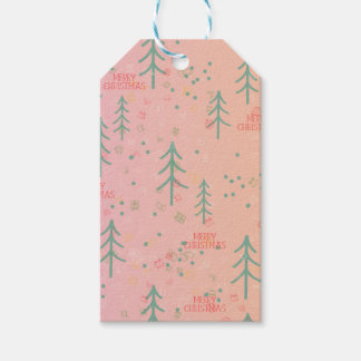 Sött Rosa Jul Presentetikett