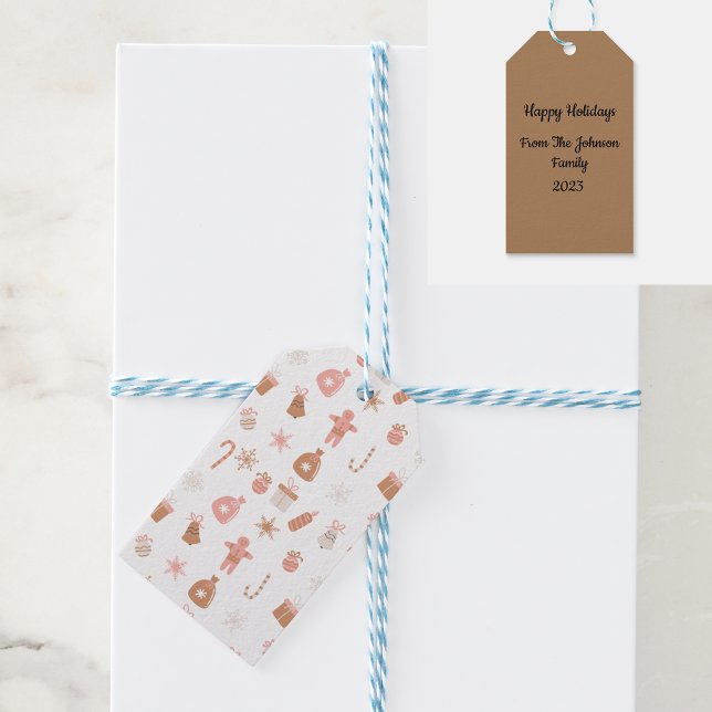 Sött Rosa Jul Tema Presentetikett (Skapare uppladdad)