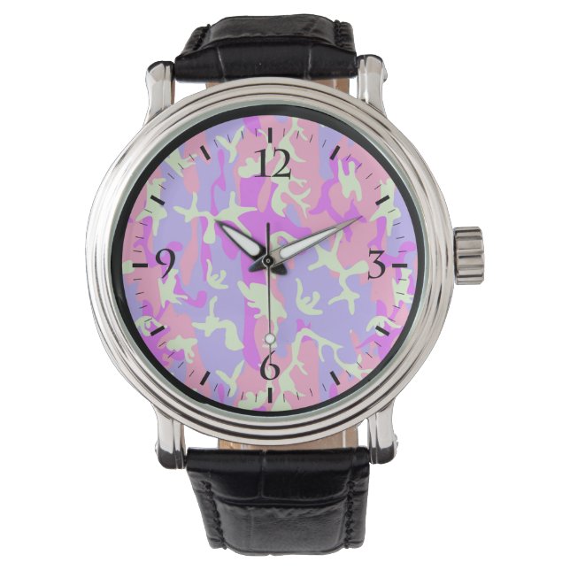 Sött rosa kamouflage-mönster armbandsur (Framsida)