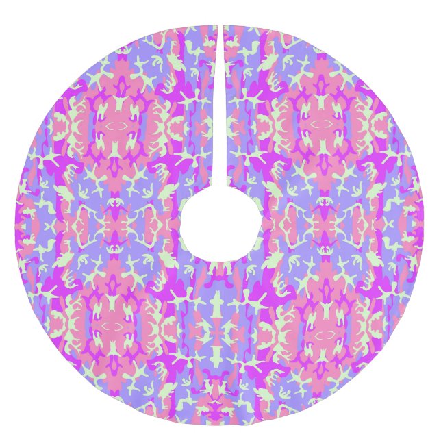 Sött rosa kamouflage-mönster julgransmatta borstad polyester (Framsidan)