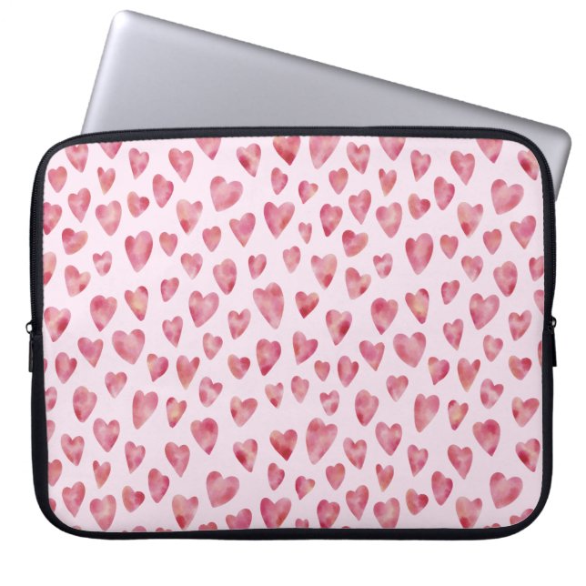 Sött rosa kärlekshjärtmönster laptop fodral (Framsidan)