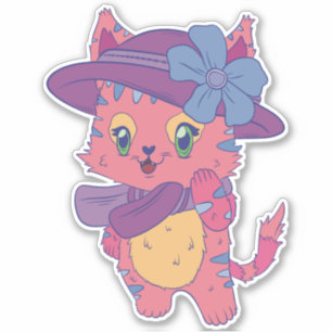 Sött Rosa Katt Klistermärken