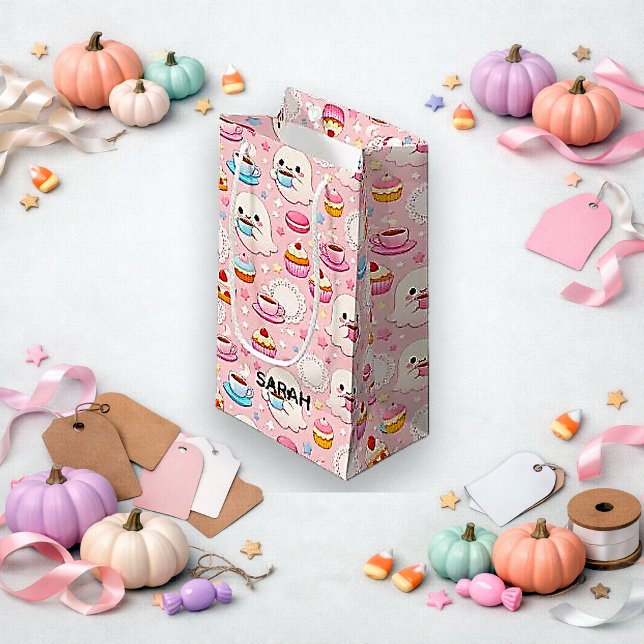 Sött Rosa Kawaii Spökkafé Halloween (Skapare uppladdad)