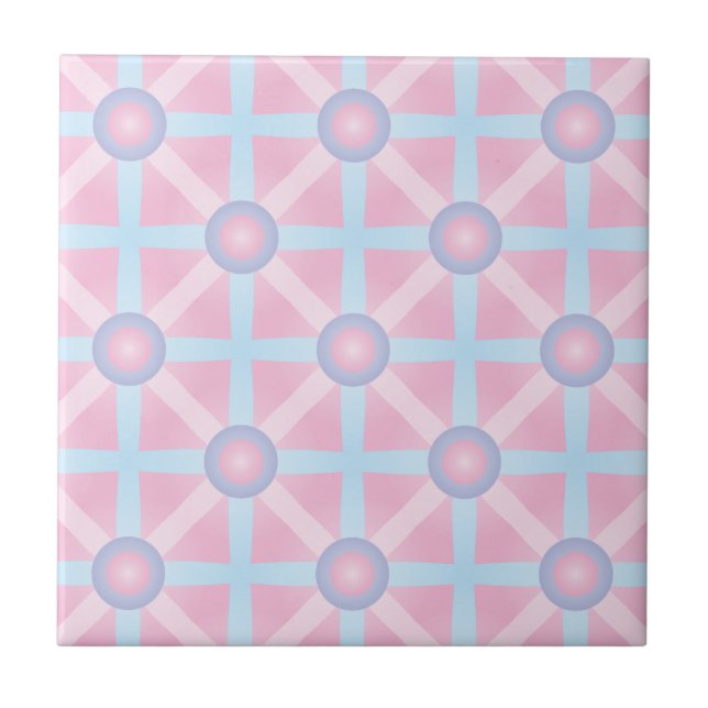 Sött Rosa, Lila & Ljusblått Mönster Kakelplatta (Framsidan)