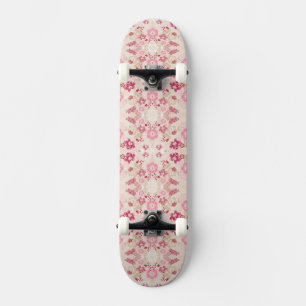 Sött rosa modernt blommönster mini skateboard bräda 18,5 cm