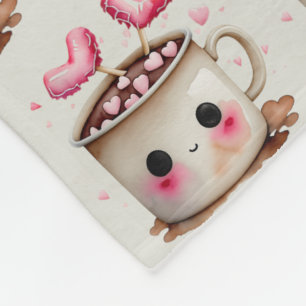 Sött rosa och krämfärgat vattenfärg varmt choklad- fleecefilt