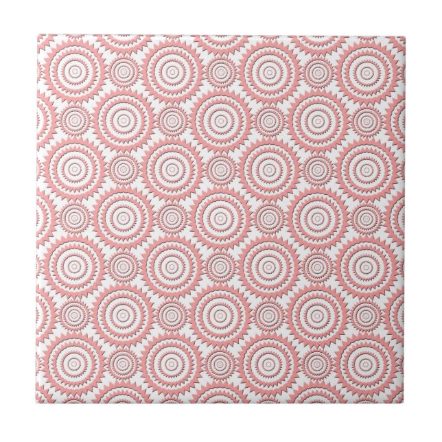 Sött rosa och vitt geometriskt cirkelmönster kakelplatta (Framsidan)