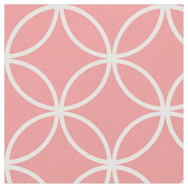 Sött rosa och vitt överlappande cirkelmönster tyg (Närbild)