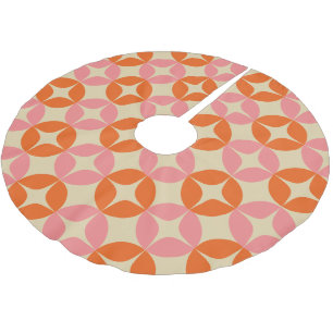 Sött rosa orange mitten av seklet modern geometris julgransmatta borstad polyester