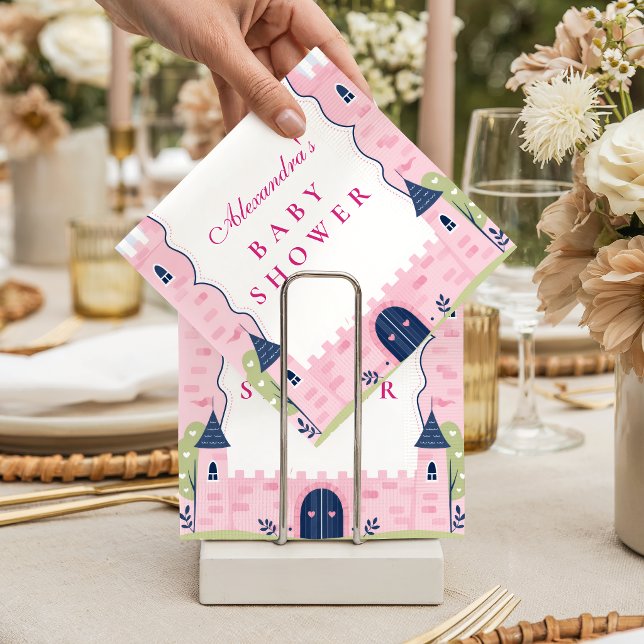 Sött Rosa Prinsessslott Bebisdusch Pappersservett (Skapare uppladdad)