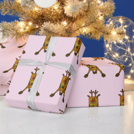 Sött Rosa rådjur Ritning Barn Jul Presentpapper