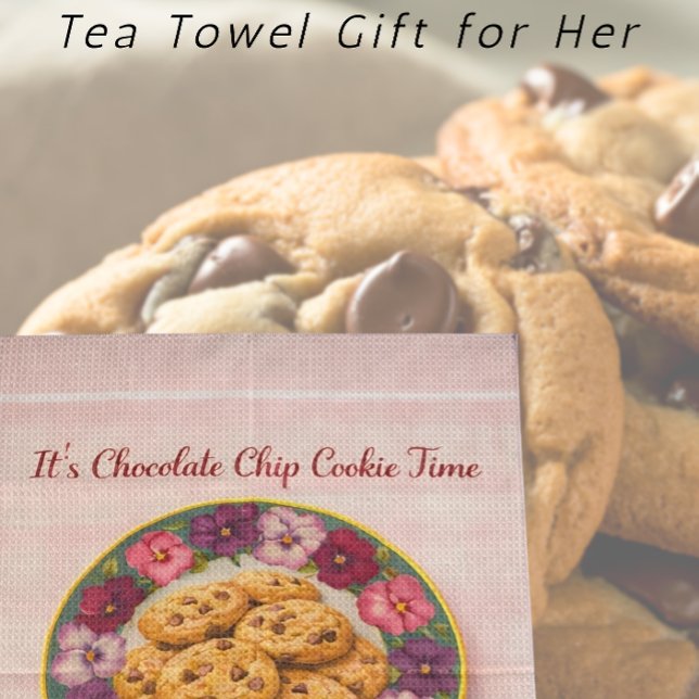 Sött Rosa Rutigt Bakande Kakor Tid Kökshandduk (Simply gorgeous cookie tea towel ideal gift for mothers day birthday for grandmother)