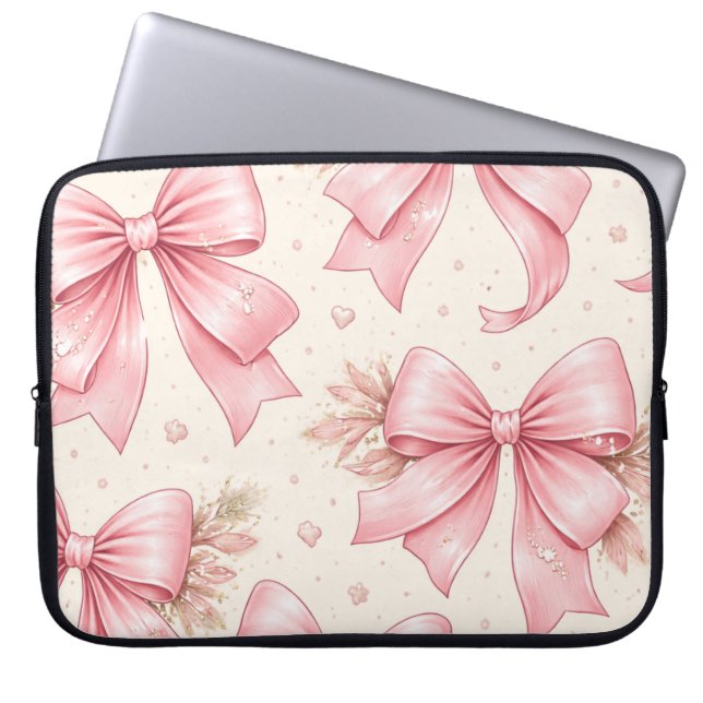Sött Rosa Slinga Mönster Feminint Coquette Estetik Laptop Fodral (Framsidan)