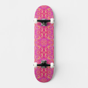 Sött rosa sömlöst paisleymönster mini skateboard bräda 18,5 cm