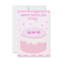 Sött rosa tårta gratulerar på födelsedagen