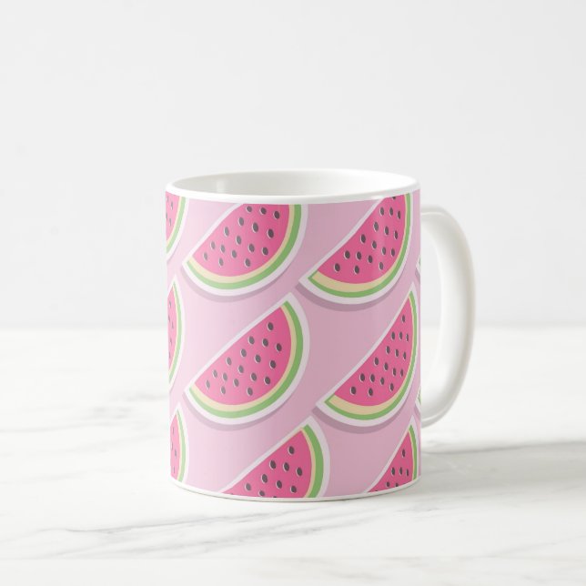 Sött Rosa Vattenmelonmönster Kaffemugg (Framsida höger)