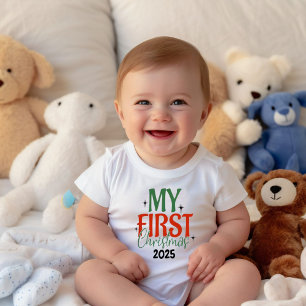 Sött rött & grönt första juloutfit t shirt