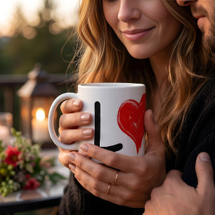 Sött rött hjärta färgglad teckning För kärlek Kaffemugg