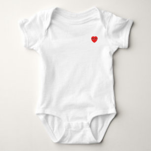 Sött rött hjärta med ögon på vit baby bodysuit t shirt