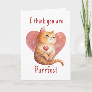 Sött rött katt kärlek pun rolig Alla hjärtans dag Kort