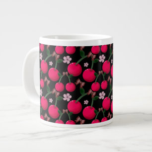 Sött rött körsbärsblommönster jumbo mugg